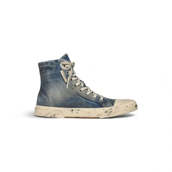 Balenciaga Paris Distressed Denim Hi-Top Sneakers - Picture 4 of 9